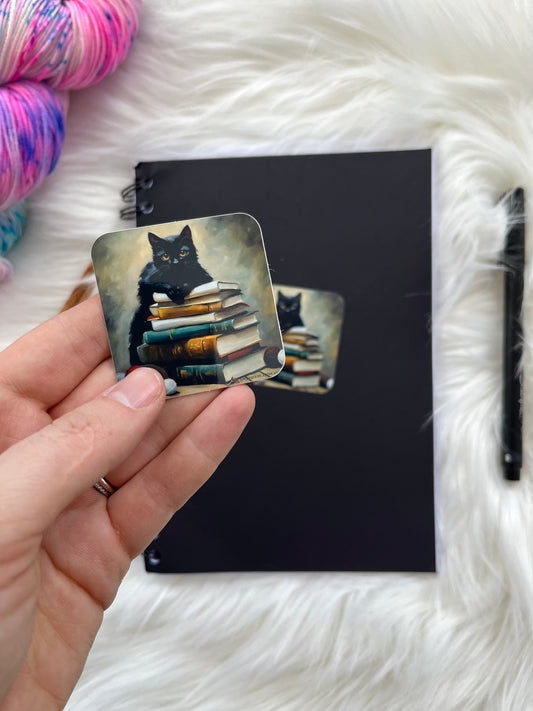 Bookworm Black Cat - Sticker