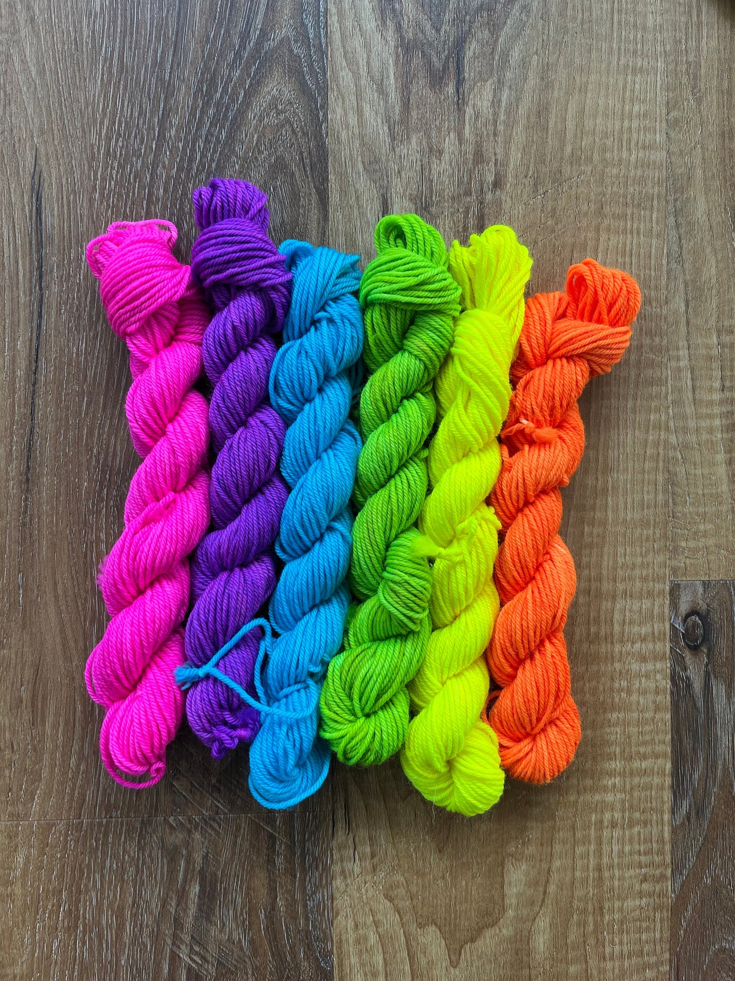 Mini Skein Set - Neon Rainbow (dyed to order) 3-4 weeks turnaround time