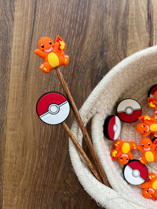 Duo Pokemon (Charmander and Pokeball) Needle Stoppers